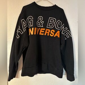 Rag & Bone Sweatshirt Men Black/Orange Universal Logo Back/ Front Crewneck Sz L